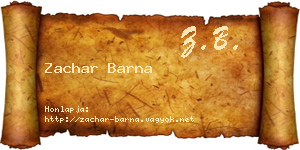 Zachar Barna névjegykártya